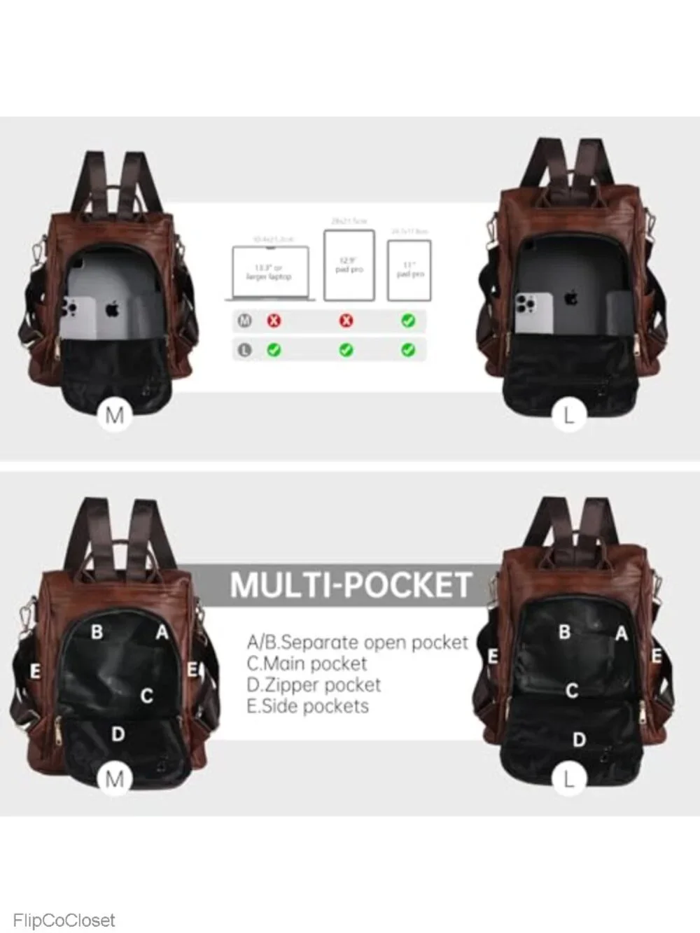 Women's PU Leather Anti-theft Backpack Purse